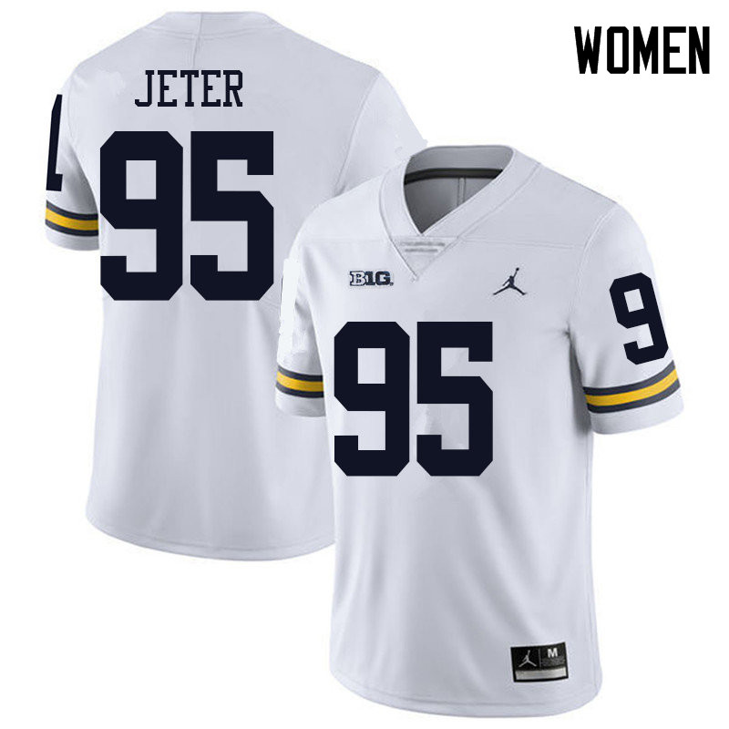 Jordan Brand Women #95 Donovan Jeter Michigan Wolverines College Football Jerseys Sale-White